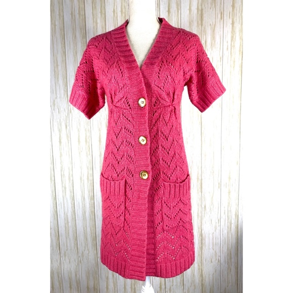 Beth Bowley pink cardigan sweater duster Petite - Picture 1 of 11